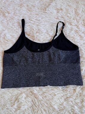 PINK Victoria's Secret Women's Black & Charcoal Seamless Sports Bra Top